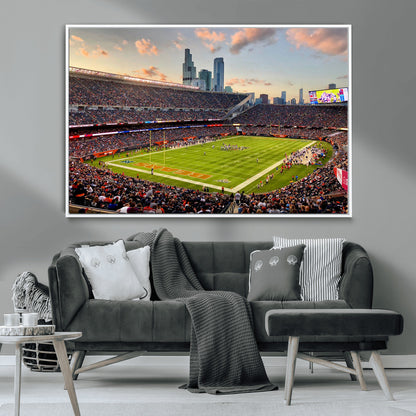 55377093-MGV-CV-36X24-Soldier Field Wall Art – Panoramic Chicago Bears Football Stadium Canvas Print, Game Day Sports Decor for Man Cave, Bar, Office,