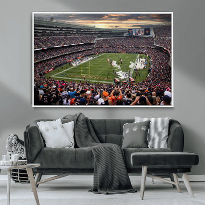 87578930-MGV-CV-36X24-Soldier Field Wall Art – Chicago Bears Football Stadium Sunset Canvas Print, Game Day Sports Decor for Man Cave, Bar, Office, or