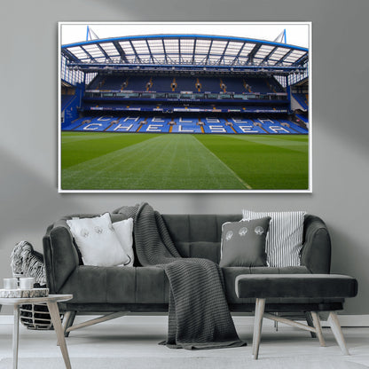 38616413CHELSA-MGV-CV-36X24-Chelsea Stadium Wall Art – Panoramic Football Field Canvas Print, Game Day Sports Decor for Living Room, Office, or Man Cave