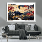 28945903-MGV-CV-36X24-Japanese Wall Art – Mount Fuji Canvas Print with Cherry Blossoms and Golden Wave Motifs, Traditional Asian Inspired Artwork for