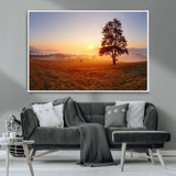 57919623-MGV-CV-36X24-Golden Sunrise Landscape Canvas Wall Art - Framed Misty Field Print, Large Nature Canvas for Living Room, Office, or Home Decor