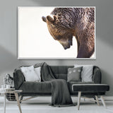 14405507-MGV-CV-36X24-Grizzly Bear Canvas Wall Art – Framed Wildlife Nature Decor, Large Brown Bear Profile Canvas Print for Living Room, Office, or