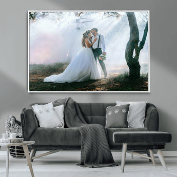 CSTM913-MGV-CV-36X24-Framed Wedding Canvas Print - Custom Wall Art Keepsake for Couples, Elegant Home Decoration Gift, Create Your Own Photo Canvas