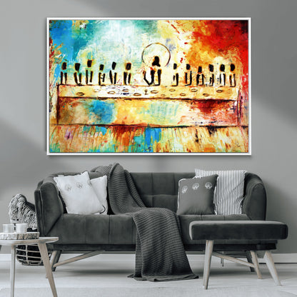YKE34632598CR-MGV-CV-36X24-Abstract Last Supper with Apostles Wall Art Canvas Print