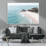 79395467-MGV-CV-36X24-Coastal Wall Art – Aerial Beach Canvas Print, Ocean Waves and Sandy Shore Photography Decor for Bedroom, Living Room, Office,