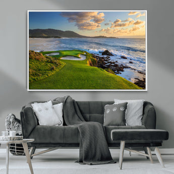 67486665-MGV-CV-36X24-Golf Course Wall Art – Pebble Beach Oceanfront Canvas Print, Coastal Fairway Photography Sports Decor for Living Room, Office, Man