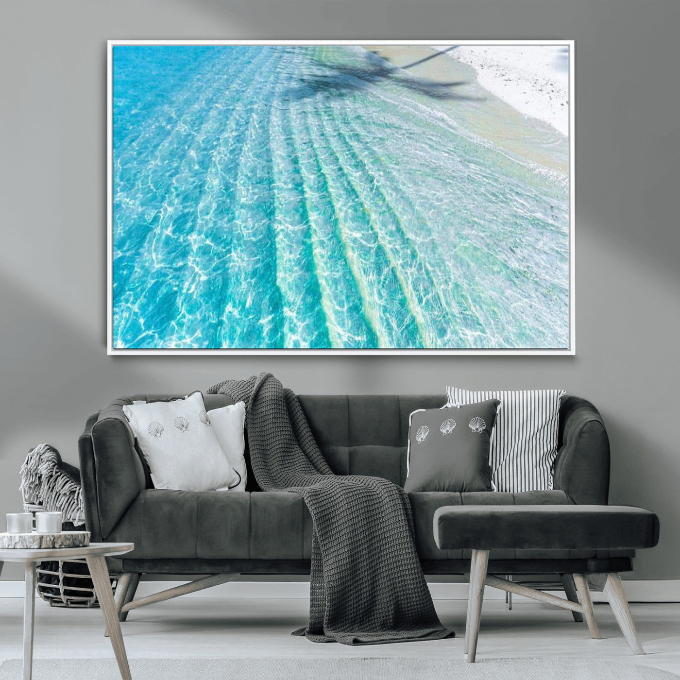 17528159-MGV-CV-36X24-Tropical Ocean Wall Art – Turquoise Water Canvas Print, Crystal Clear Beach Waves Photography Coastal Decor for Living Room,