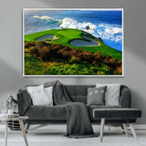 34181847-MGV-CV-36X24-Coastal Golf Course Wall Art – Panoramic Ocean Fairway Canvas Print, Scenic Sports Photography Decor for Office, Man Cave, Living