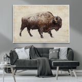 54810031-MGV-CV-36X24-Western Wall Art – Snow Covered Bison Canvas Print, Rustic Wildlife Photography Decor for Bedroom, Living Room, Office, Lodge,