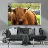 68411138-MGV-CV-36X24-Farmhouse Wall Art – Highland Cow Canvas Print, Rustic Country Cattle Photography Decor for Bedroom, Living Room, Office, Ranch,