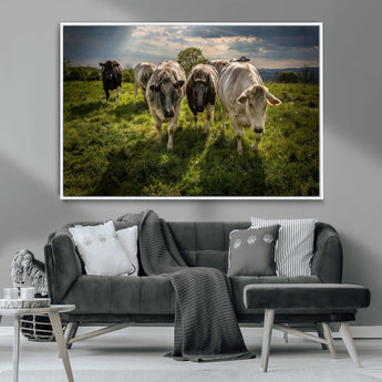 67277447-MGV-CV-36X24-Farmhouse Wall Art – Herd of Cows Canvas Print, Rustic Country Pasture Photography Decor for Bedroom, Living Room, Office, Ranch,