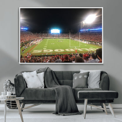16230786-MGV-CV-36X24-Sanford Stadium Wall Art – Georgia Bulldogs Football Night Game Canvas Print, College Sports Decor for Man Cave, Bar, Office, or