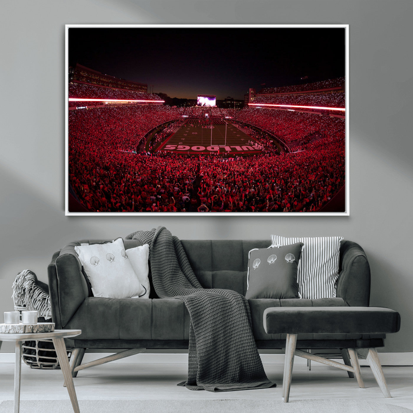 38331045-MGV-CV-36X24-Sanford Stadium Wall Art – Georgia Bulldogs Football Red Night Game Canvas Print, Electric College Sports Decor for Man Cave or