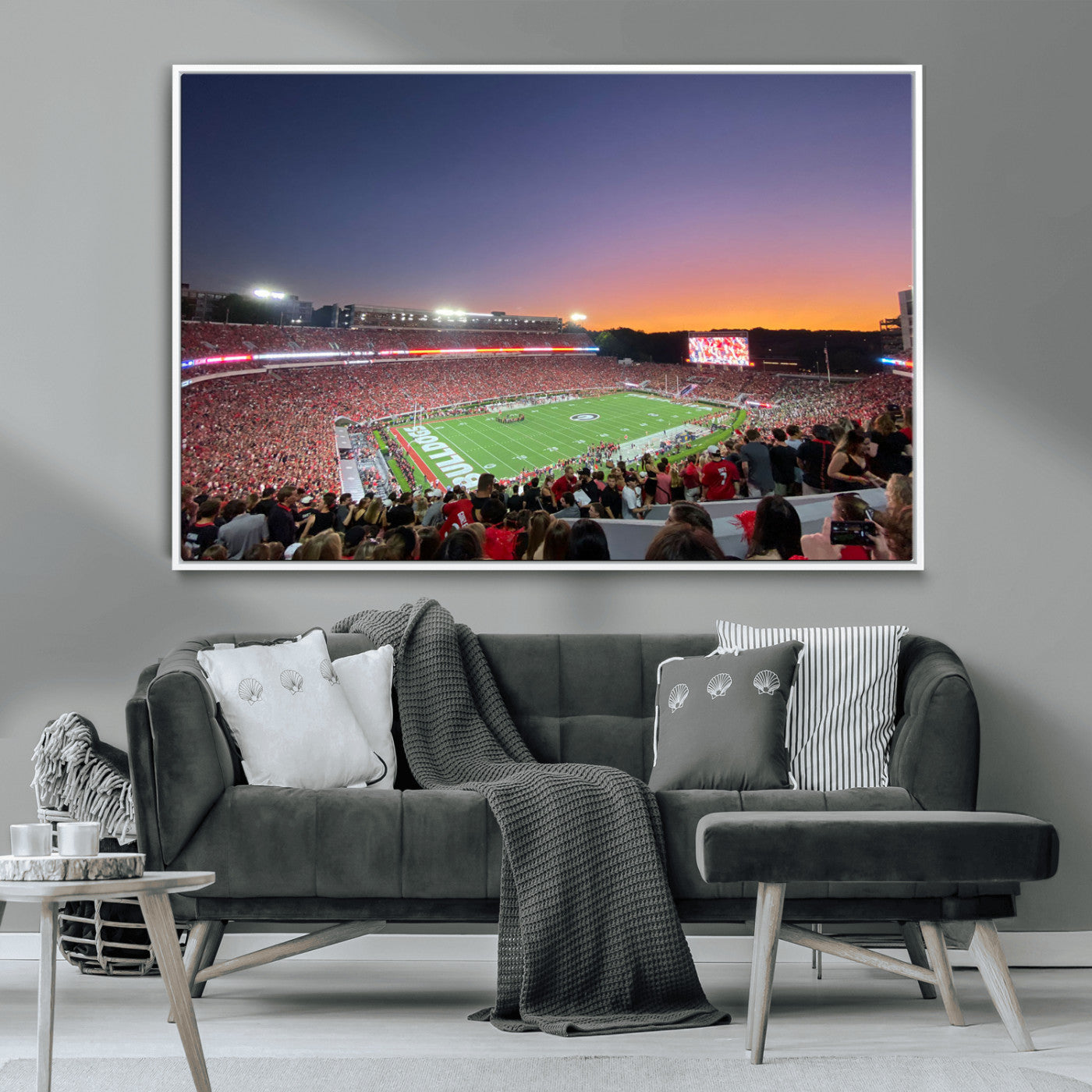 25139565-MGV-CV-36X24-Sanford Stadium Wall Art – Georgia Bulldogs Football Sunset Panorama Canvas Print, College Game Day Decor for Man Cave, Bar, or