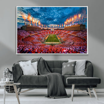 94266219-MGV-FC-36X24_White-Neyland Stadium Wall Art – Tennessee Volunteers Checkerboard Game Day Canvas Print, College Football Fireworks Decor for Man Cave