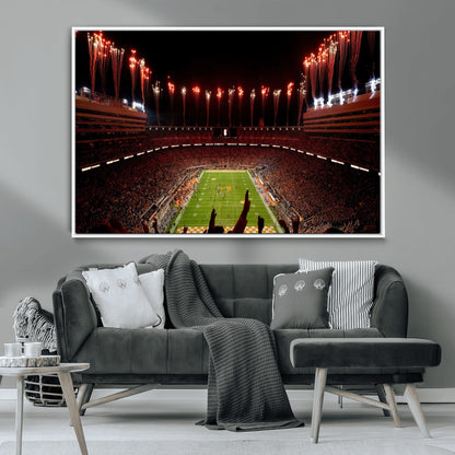 73358115-MGV-CV-36X24-Tennessee Volunteers Wall Art – Neyland Stadium Fireworks Night Game Canvas Print, Vols Football Checkerboard Endzone Sports Decor