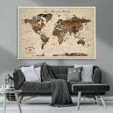 48225643-MGV-CV-36X24-Personalized World Map Wall Art – Rustic Vintage Adventure Travel Map with Custom Couple Names, Romantic Wall Decor for Home or