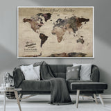 78610079-MGV-CV-36X24-Personalized World Map Wall Art – Vintage Rustic Travel Map with Custom Family Name, Adventure Wall Decor for Home, Family Gift or