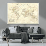 57950315-MGV-CV-36X24-Personalized World Map Wall Art – Vintage Beige Travel Map with Custom Names, Romantic Anniversary Gift for Couples, Adventure
