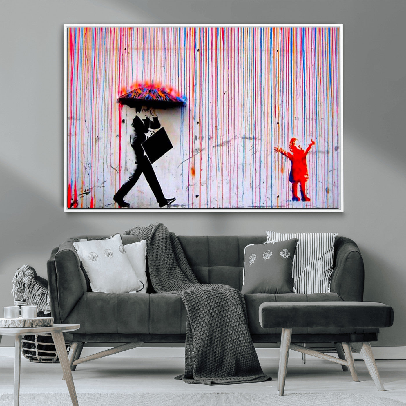 69505-MGV-CV-36X24-Graffiti Girl Wall Art Canvas Print, Framed Urban Contrast Art Picture Print, Vibrant Graffiti Perfect Urban Pop Decor Artwork