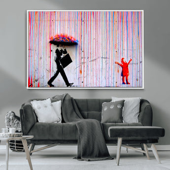 69505-MGV-CV-36X24-Graffiti Girl Wall Art Canvas Print, Framed Urban Contrast Art Picture Print, Vibrant Graffiti Perfect Urban Pop Decor Artwork