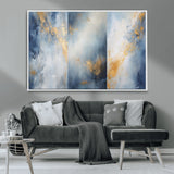 41836-MGV-CV-36X24-Abstract Gold Wall Art Canvas Print, Framed Blue Layers Art Picture Print, Elegant Cloud Perfect Elegant Minimalist Decor Artwork