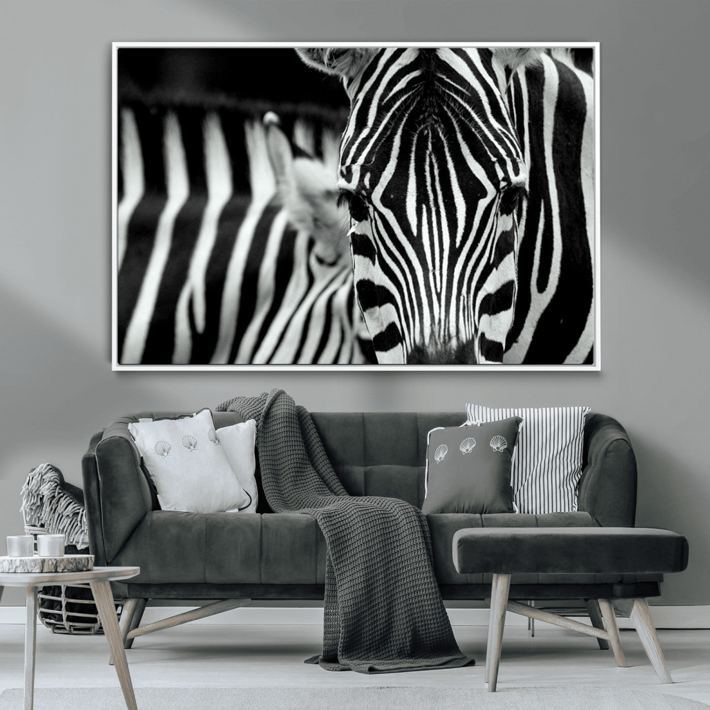 43631-MGV-CV-36X24-Zebra Wall Art – Black & White Safari Wildlife Canvas Print, Modern Animal Photography Decor for Living Room, Office, or Bedroom