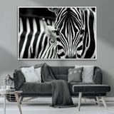 43631-MGV-CV-36X24-Zebra Wall Art – Black & White Safari Wildlife Canvas Print, Modern Animal Photography Decor for Living Room, Office, or Bedroom