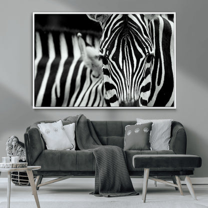43631-MGV-CV-36X24-Zebra Wall Art – Black & White Safari Wildlife Canvas Print, Modern Animal Photography Decor for Living Room, Office, or Bedroom