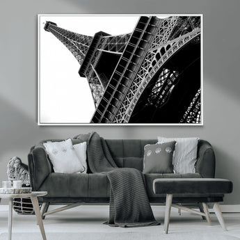 89033-MGV-CV-36X24-Eiffel Tower Wall Art – Dramatic Black and White Architectural Canvas Print, Modern Paris Decor for Office, Living Room or