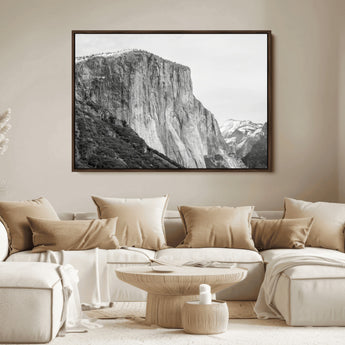 39393420-MGV-FC-36X24_Walnut-El Capitan Wall Art Canvas Print, Framed Yosemite Cliff Art Picture Print, Monochrome Mountain Perfect Monochrome Sierra Decor