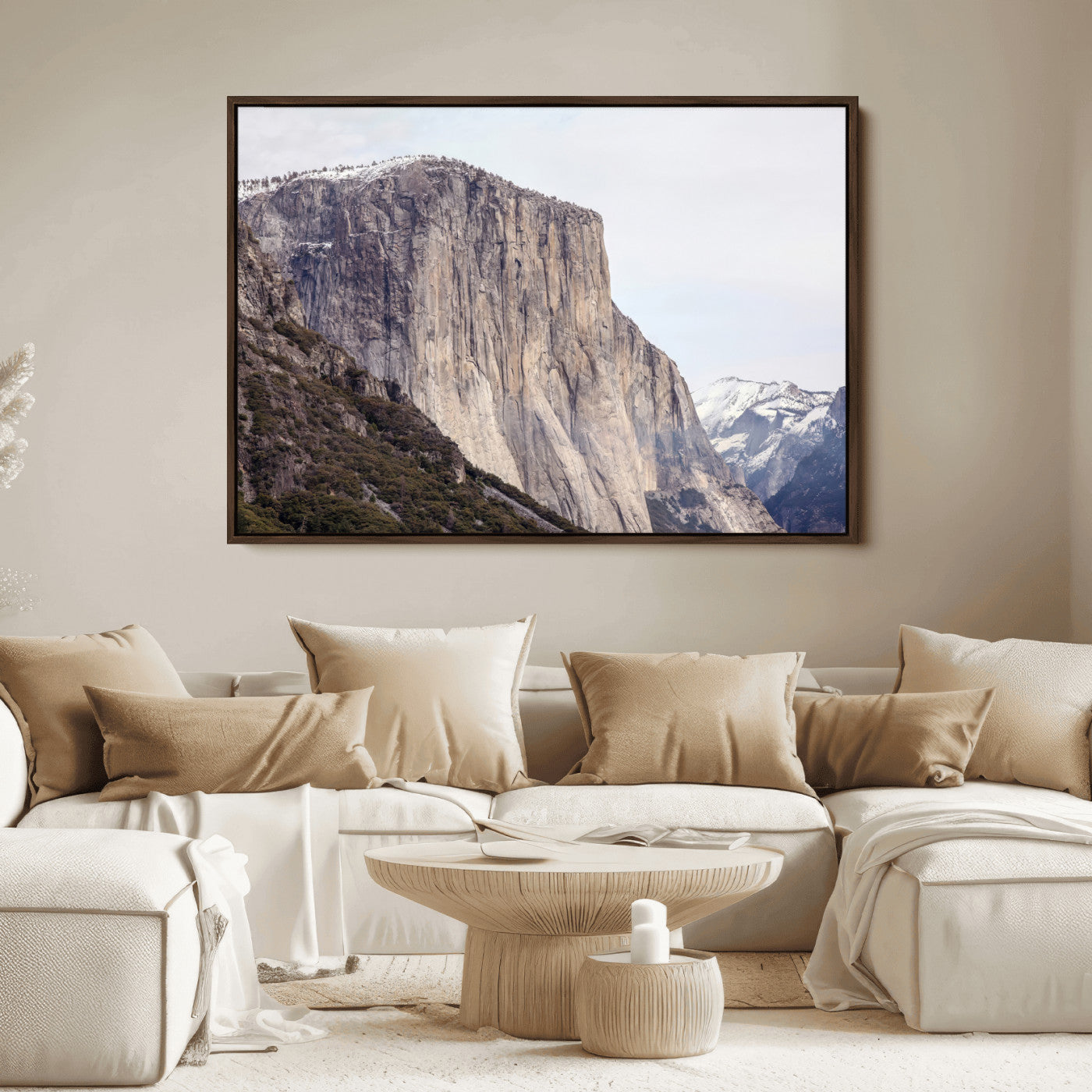 74506434-MGV-FC-36X24_Walnut-El Capitan Wall Art Canvas Print, Framed Yosemite Cliff Art Picture Print, Sierra Nevada Perfect Sierra Minimalism Decor Artwork