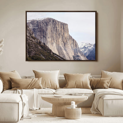 74506434-MGV-FC-36X24_Walnut-El Capitan Wall Art Canvas Print, Framed Yosemite Cliff Art Picture Print, Sierra Nevada Perfect Sierra Minimalism Decor Artwork