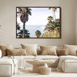 51404565-MGV-FC-36X24_Walnut-Palm Trees Wall Art Canvas Print, Framed Ocean Breeze Art Picture Print, Coastal View Perfect Tropical Coastal Decor Artwork