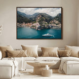 20321590-MGV-FC-36X24_Walnut-Amalfi Coast Wall Art Canvas Print, Framed Italy Travel Art Picture Print, Mediterranean Landscape Perfect Mediterranean Coastal