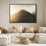 42338636-MGV-FC-36X24_Walnut-Golden Mountain Wall Art Canvas Print, Framed Misty Summit Art Picture Print, Rugged Landscape Perfect Moody Wilderness Decor