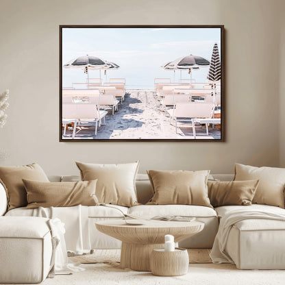 67623952-MGV-FC-36X24_Walnut-Minimalist Beach Wall Art Canvas Print, Framed Pastel Sand Art Picture Print, Beach Aesthetic Perfect Coastal Minimalist Decor