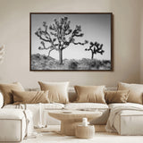 93692513-MGV-FC-36X24_Walnut-Joshua Tree Wall Art Canvas Print, Framed Monochrome Desert Art Picture Print, Minimalist Nature Scene Perfect Southwestern