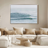 73969318-MGV-FC-36X24_Natural-Ocean Waves Wall Art Canvas Print, Framed Surfer Lineup Art Picture Print, Crowded Ocean Perfect Minimal Coastal Decor Artwork