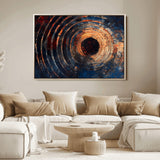 10017879-MGV-FC-36X24_Natural-Wood Tree Ring Wall Art Canvas Print, Framed Natural Wood Art Picture Print, Rustic Tree Slice Perfect Rustic Decor Artwork