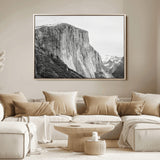 39393420-MGV-FC-36X24_Natural-El Capitan Wall Art Canvas Print, Framed Yosemite Cliff Art Picture Print, Monochrome Mountain Perfect Monochrome Sierra Decor