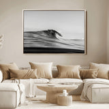 24029476-MGV-FC-36X24_Natural-Black Wave Wall Art Canvas Print, Framed Abstract Surf Art Picture Print, Minimalist Ocean Perfect Minimalist Coastal Decor