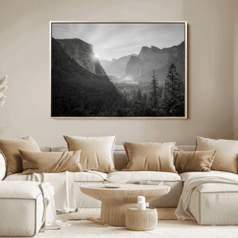 39278955-MGV-FC-36X24_Natural-Yosemite Valley Wall Art Canvas Print, Framed El Capitan Art Picture Print, Misty Mountain Perfect Modern Rustic Decor Artwork