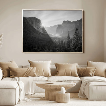 39278955-MGV-FC-36X24_Natural-Yosemite Valley Wall Art Canvas Print, Framed El Capitan Art Picture Print, Misty Mountain Perfect Modern Rustic Decor Artwork