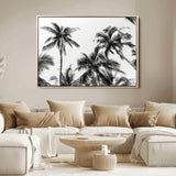 46641801-MGV-FC-36X24_Natural-Palm Tree Wall Art Canvas Print, Framed Black White Tropics Art Picture Print, Monochrome Palms Perfect Modern Tropical Minimalist