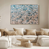 26580287-MGV-FC-36X24_Natural-Clear Water Wall Art Canvas Print, Framed Sunlit Ripples Art Picture Print, Ocean Texture Perfect Modern Coastal Decor Artwork