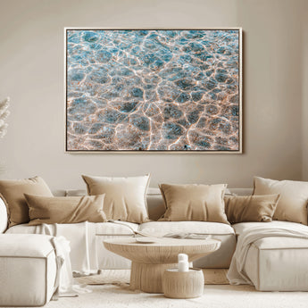 26580287-MGV-FC-36X24_Natural-Clear Water Wall Art Canvas Print, Framed Sunlit Ripples Art Picture Print, Ocean Texture Perfect Modern Coastal Decor Artwork