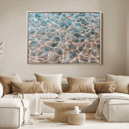 26580287-MGV-FC-36X24_Natural-Clear Water Wall Art Canvas Print, Framed Sunlit Ripples Art Picture Print, Ocean Texture Perfect Modern Coastal Decor Artwork