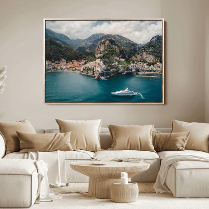 20321590-MGV-FC-36X24_Natural-Amalfi Coast Wall Art Canvas Print, Framed Italy Travel Art Picture Print, Mediterranean Landscape Perfect Mediterranean Coastal