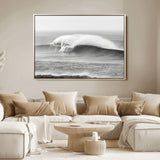 42544082-MGV-FC-36X24_Natural-Monochrome Seascape Wall Art Canvas Print, Framed Surf Wave Art Picture Print, Minimalist Ocean Perfect Moody Coastal Decor